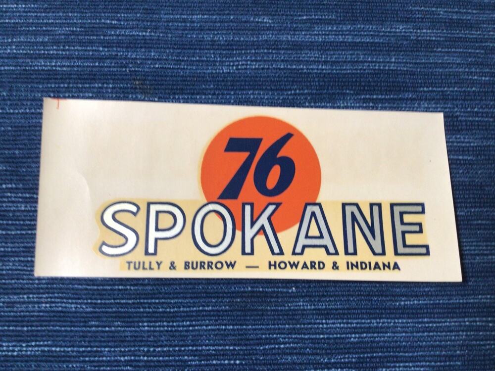 Vintage Union 76 Oil Spokane Washington Gas Station Decal Travel Souvenir
